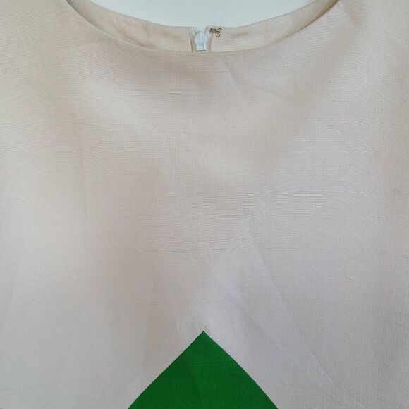 Richard Warren 100% Silk Dress Color Block Cream Green Navy Size 4 Hong Kong - Picture 5 of 16